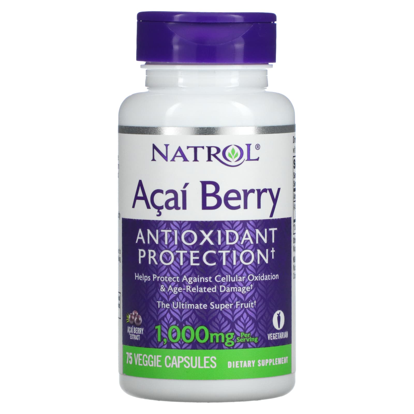 Natrol Acai Berry capsules antioxdant supplements 500 mg - 75 Veggie Caps