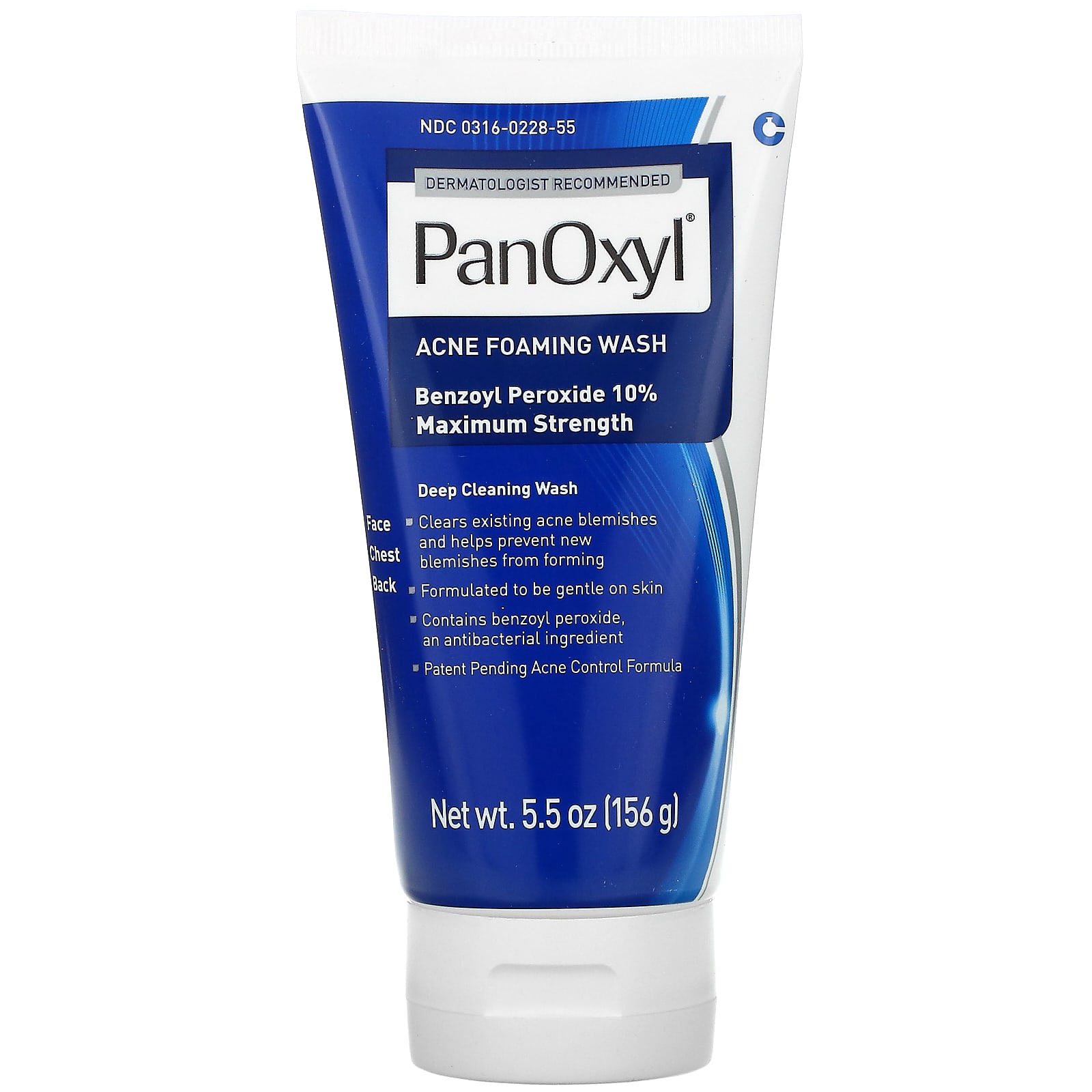 PanOxyl Acne Foaming Wash with Benzoyl Peroxide 10% Maximum Strength