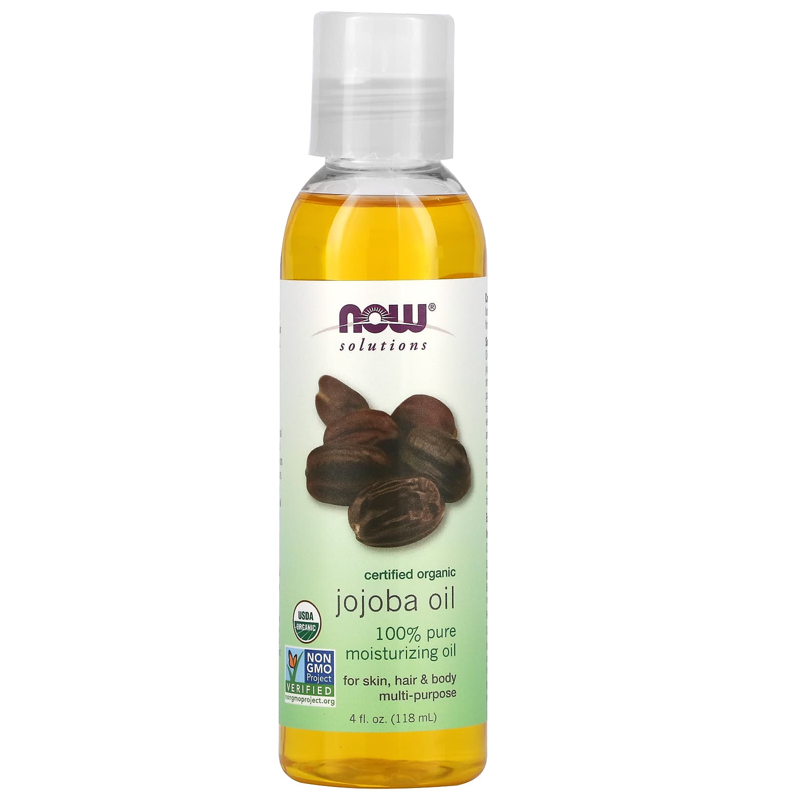 Solutions - Certified Organic Jojoba Oil - 4 fl oz (118 ml) - NOW Foods