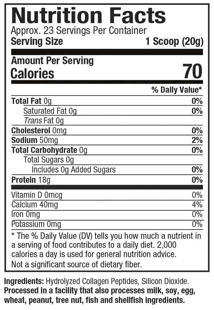 purely inspired collagen peptides nutrition facts